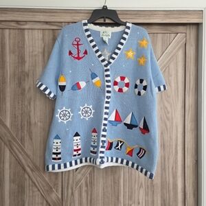 Quacker Factory Nautical Blue Cardigan